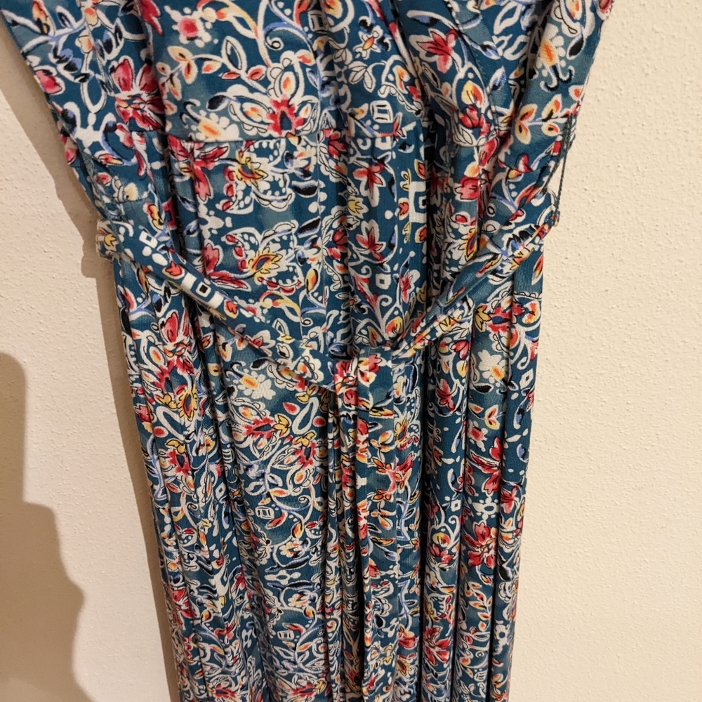Loveappella Hayven Hankerchief Hem Dress in Teal Green, Large - Picture 5 of 7